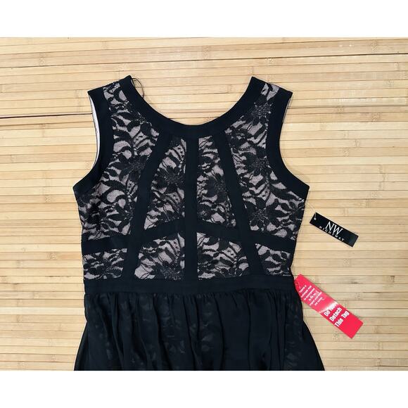 Nightway NEW Sparkle Lace Chiffon Women’s 14 Formal Party Event Stellar - Picture 8 of 14